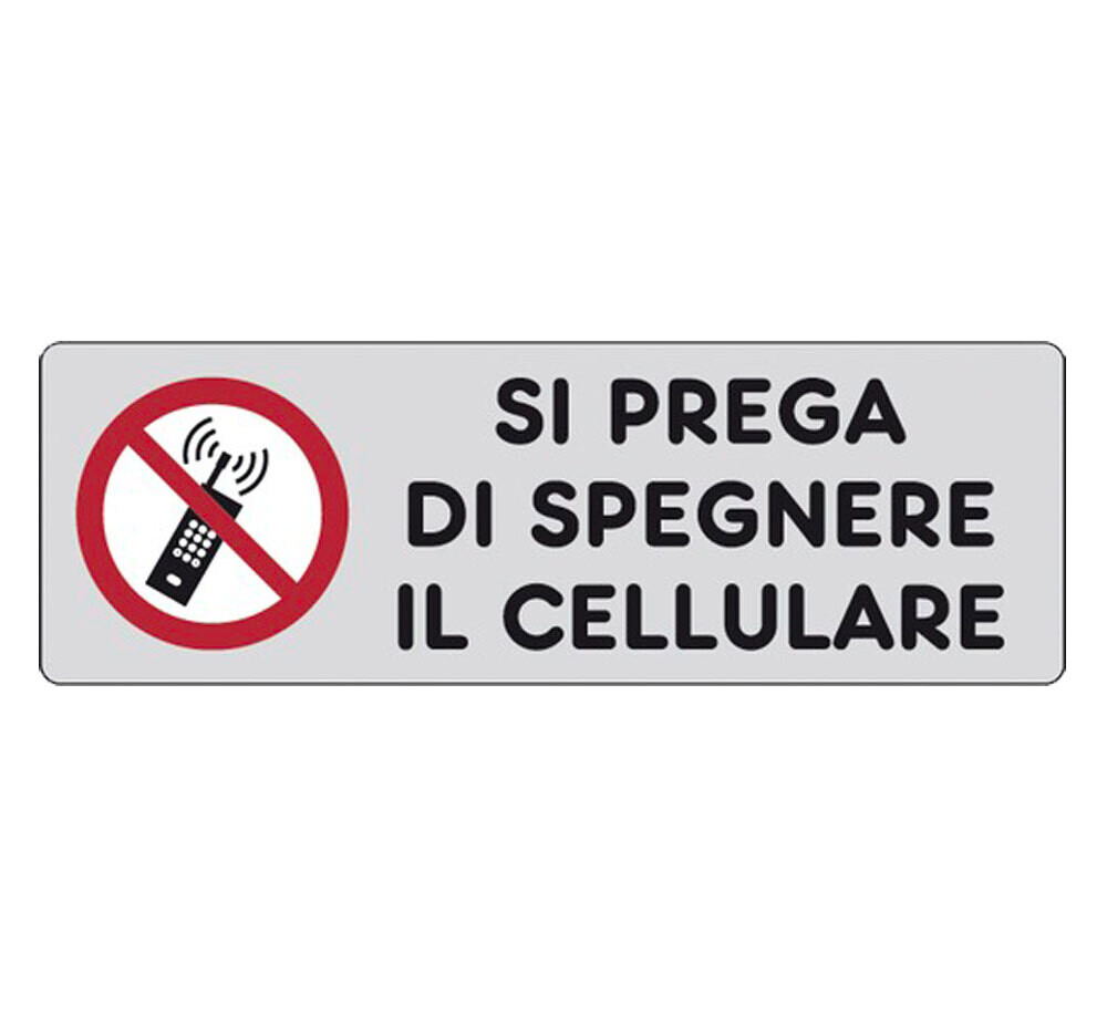ETICHETTA &#39;SI PREGA DI SPEGNERE I TEL. CELLULARI&#39; 15x5 cm - 10 pz