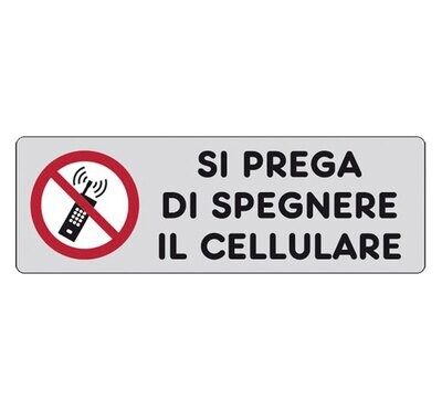 ETICHETTA &#39;SI PREGA DI SPEGNERE I TEL. CELLULARI&#39; 15x5 cm - 10 pz