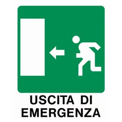 CARTELLO &#39;USCITA DI EMERGENZA SX&#39; 20x30 cm - 10 pz