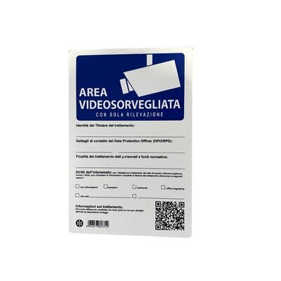 CARTELLO &#39;ATTENZIONE AREA SOTTOPOSTA A VIDEOSORVEGLIANZA&#39; 20x30 cm - 10 pz