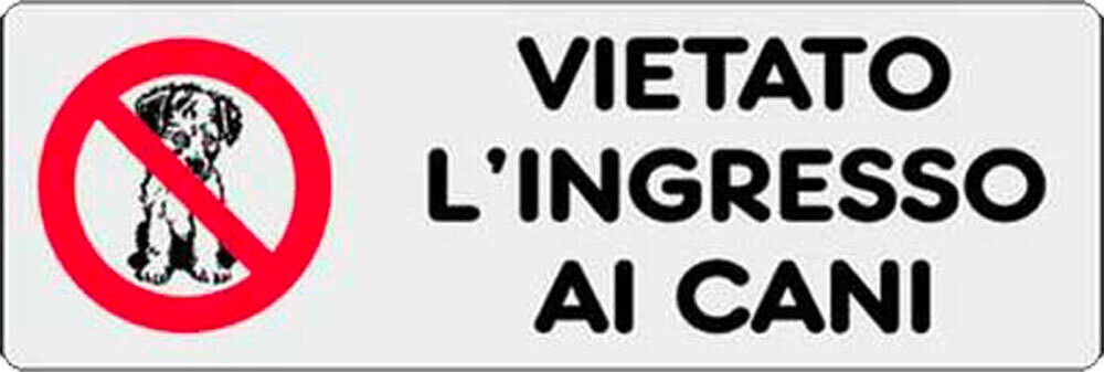 ETICHETTA &#39;VIETATO L&#39;INGRESSO AI CANI&#39; 15x5 cm - 10 pz