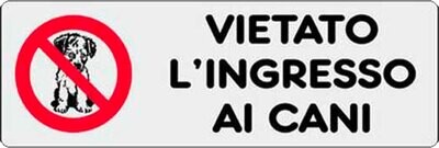 ETICHETTA &#39;VIETATO L&#39;INGRESSO AI CANI&#39; 15x5 cm - 10 pz