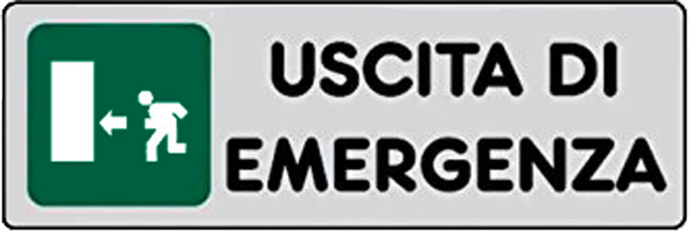 ETICHETTA &#39;USCITA DI EMERGENZA SX&#39; 15x15 cm - 10 pz