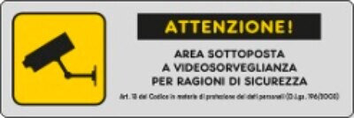 ETICHETTA &#39;AREA VIDEOSORVEGLIATA&#39; 15x5 cm - 10 pz