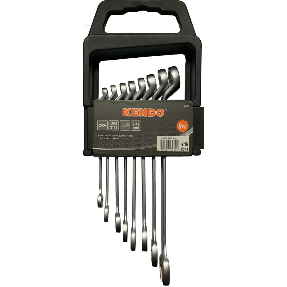 Serie chiavi combinate con supporto KENDO 8 PEZZI Contenuto 8-19 mm