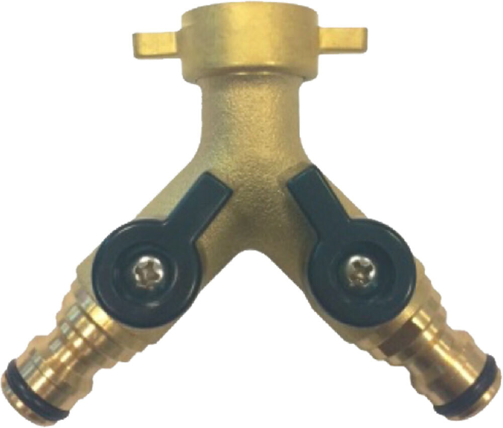 PRESA A RUBINETTO IN OTTONE DOPPIA USCITA CON INNESTI RAPIDI   3/4&quot;