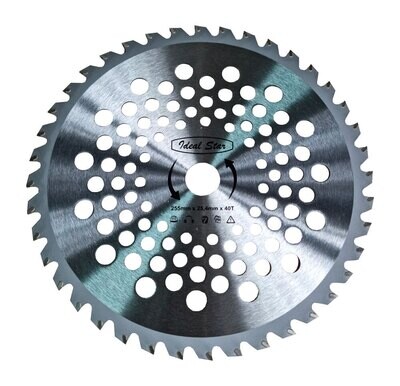 DISCO PER DECESPUGLIATORE PROFESSIONALE &#39;TUNGSTENO&#39; IDEAL STAR  mm 255x25.4 - 40 denti