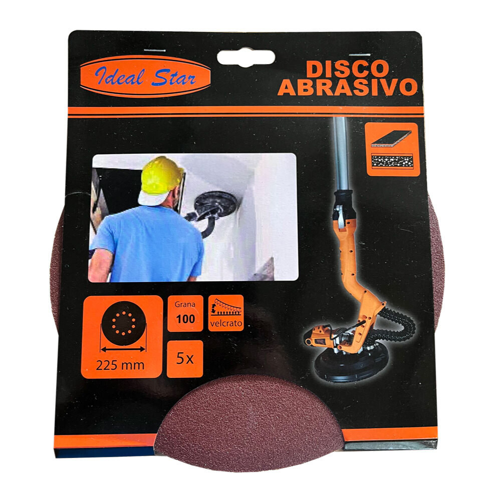 Disco abrasivo velcrato per levigatrice IDEAL STAR  225  - Conf. 5 pezzi