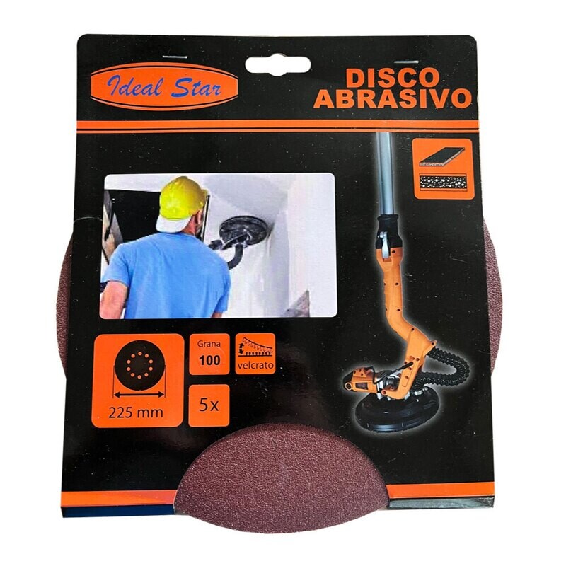 Disco abrasivo velcrato per levigatrice IDEAL STAR  225  - Conf. 5 pezzi
