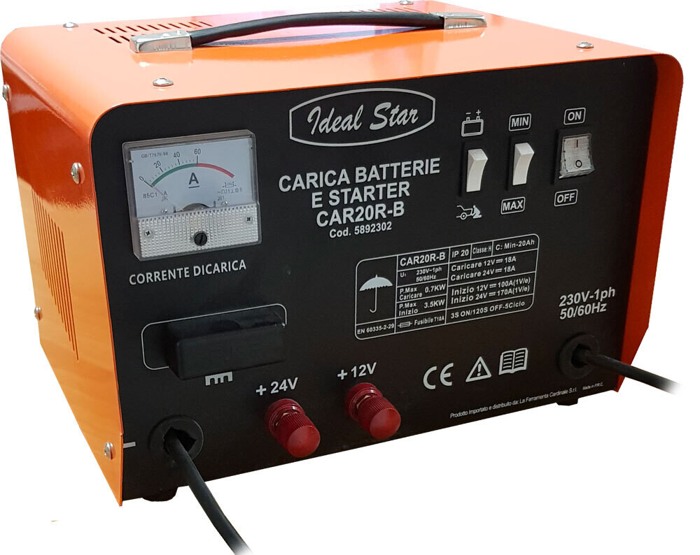 Caricabatteria &#39;CAR 20 R-B&#39; IDEAL STAR Funzione Starter - Tensione 12/24 V