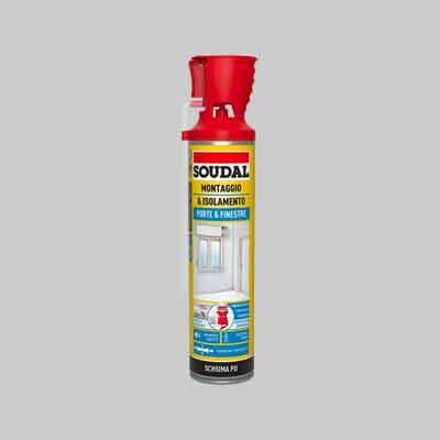 SCHIUMA POLIURETANICA PORTE E FINESTRE CON APPLICATORE SOUDAL 600 ml