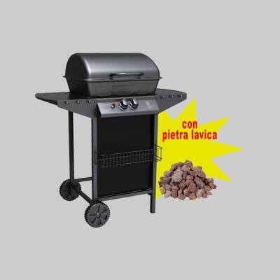 BARBECUE A GAS DUE FUOCHI IDEAL STAR &#39;MATERA&#39; con 2,5 kg di pietra lavica