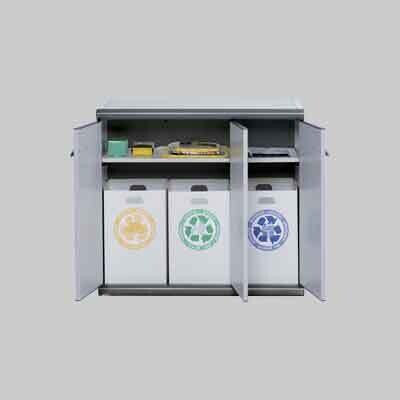 ARMADIO BASSO PER RACCOLTA DIFFERENZIATA 3 ANTE &#39;SCIK&#39; cm 93,6x39x86h