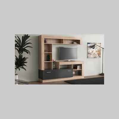 MOBILE PARETE ATTREZZATA &#39;LEA&#39; QUERCIA CHIARO/ANTRACITE cm 175x40x170h