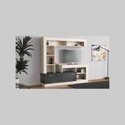 MOBILE PARETE ATTREZZATA &#39;LEA&#39; PINO CHIARO/ANTRACITE cm 175x40x170h