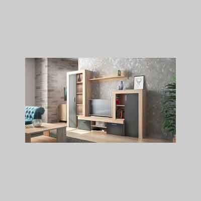 MOBILE PARETE ATTREZZATA &#39;NOBEL&#39; BIANCA/ANTRACITE cm 300x40x200h