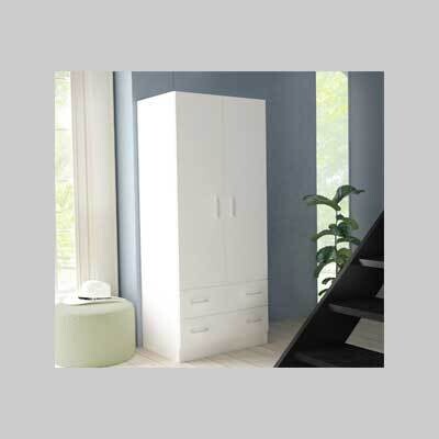 ARMADIO DUE ANTE E DUE RIPIANI &#39;WARDROBE 4&#39; BIANCO cm 80x52x190h
