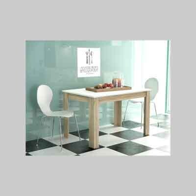 TAVOLO DA PRANZO &#39;PEPPER 110&#39; BIANCO/ROVERE GRIGIO cm 138x80x75h