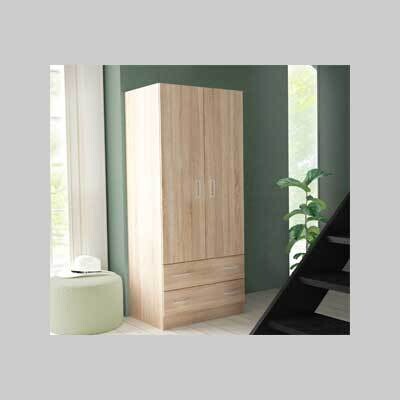 ARMADIO DUE ANTE E DUE RIPIANI &#39;WARDROBE 4&#39; QUERCIA CHIARO cm 80x52x190h