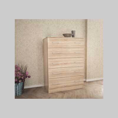 CASSETTIERA CINQUE CASSETTI &#39;DRAWER 5&#39; QUERCIA CHIARO cm 80x45x111h