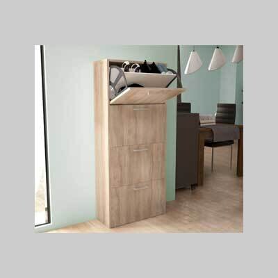 SCARPIERA QUATTRO ANTE &#39;DROPDOWN 4&#39; QUERCIA CHIARO cm 59x25x140h