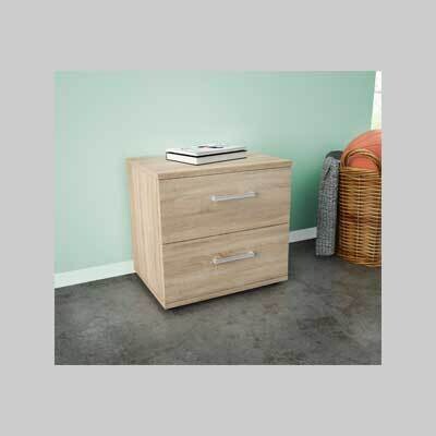 COMODINO CON DUE CASSETTI &#39;ARES&#39; QUERCIA CHIARO cm 44,5x35x43,5h