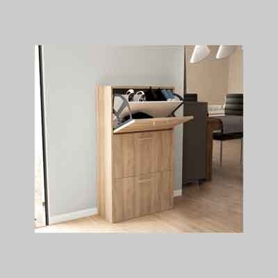 SCARPIERA TRE ANTE &#39;DROPDOWN 3&#39; QUERCIA CHIARO cm 59x25x105h