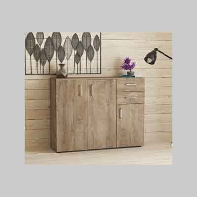 MOBILE RIPONIMENTO TRE ANTE E DUE CASSETTI &#39;FLEXY S3&#39; QUERCIA CHIARO cm 106x36x83h