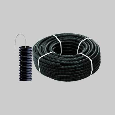 TUBO CORRUGATO CON TIRAFILO NERO  16 mm - rotolo 10 mt