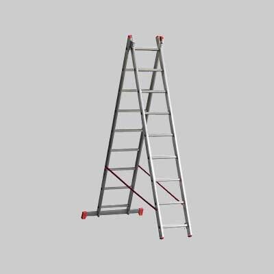 SCALA A DUE ELEMENTI &#39;OR2&#39; 7+7 gradini - H. 3,40 mt - montante 60x25 mm