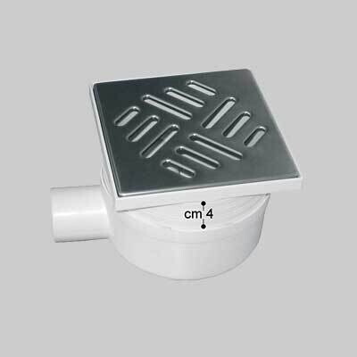 CHIUSINO CON SCARICO LAT. TELESCOPICO GRIGLIA IN ACCIAIO INOX 11,5x11,5 cm - scarico  50 mm