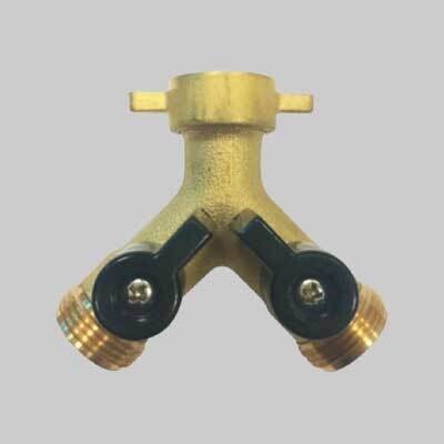 PRESA A RUBINETTO IN OTTONE DOPPIA USCITA F3/4&quot; x M3/4&quot; x M3/4&quot;