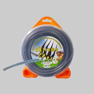 FILO PER DECESPUGLIATORE PROFESSIONALE CO-ESTRUSO QUADRO &#39;EXTREME&#39; mm 3,0x15 mt
