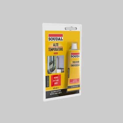 SILICONE ALTE TEMPERATURE IN BLISTER SOUDAL 60 ml - Rosso