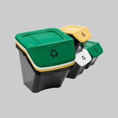 SET PATTUMIERE PER LA RACCOLTA DIFFERENZIATA &#39;ECOBIN&#39; 3 pezzi - 30 lt - cm 39x39x33h