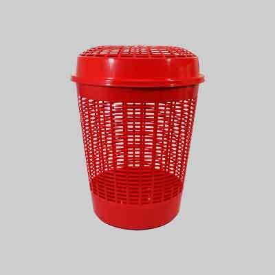 CESTA TRAFORATA PORTABIANCHERIA &#39;EUROPA&#39;  46,5 x h 56 cm, 65 lt - Col. Rosso