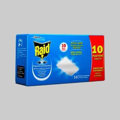 RAID PIASTRINE ANTIZANZARE Confezione 10 pezzi