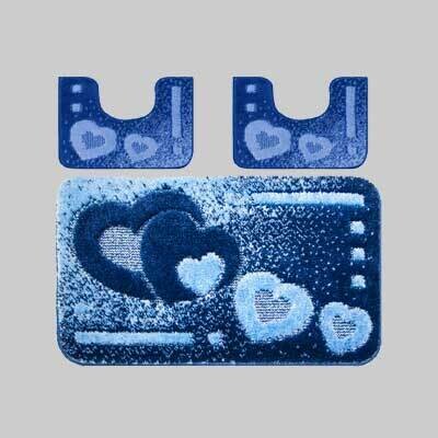 KIT 3 PEZZI TAPPETO BAGNO &#39;ITACA&#39; Blu