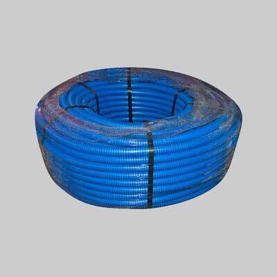 TUBO CORRUGATO CON TIRAFILO BLU  20 mm - rotolo 100 mt