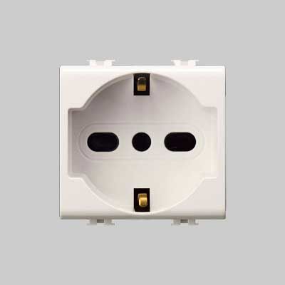 PRESA ITALIANA/TEDESCA &#39;EASY&#39; 10/16A 250V 2P+T - Bianco