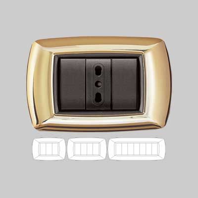 PLACCA COPRINTERRUTTORE ORO &#39;MYLIFE&#39; 3 moduli