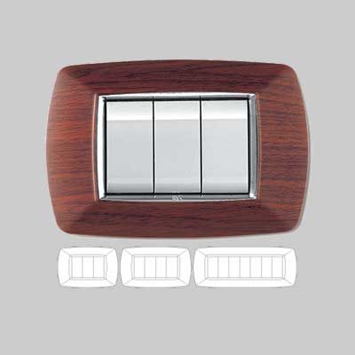 PLACCA COPRINTERRUTTORE LEGNO SCURO &#39;MYLIFE&#39; 3 moduli