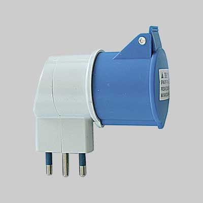 ADATTATORE INDUSTRIALE 16A 90°  Spina 2P+T 250V - Presa 2P+T 220V