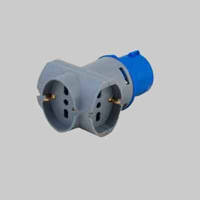 ADATTATORE INDUSTRIALE TRIPLO 220V spina 2P+T 16A 230V - prese schuko 2P+T 10/16A