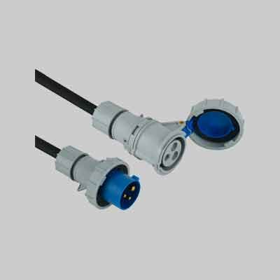 PROLUNGA INDUSTRIALE CON CAVO IN GOMMA IP67 16A 2P+T 200-250V - 20 mt