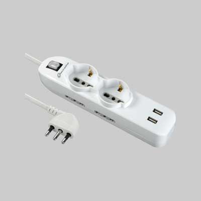 MULTIPRESA POLIVALENTE CON USB 2+4 Posti + 2 USB