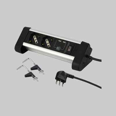 MULTIPRESA DA SCRIVANIA CON INTERRUTTORE 2 posti + 2 Usb