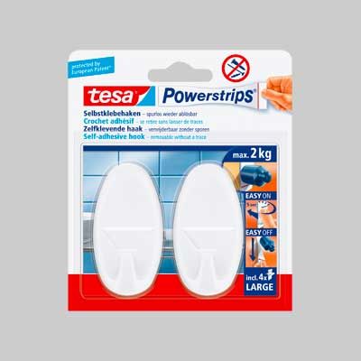 GANCIO OVALE &#39;POWERSTRIPS&#39; LARGE 2 ganci + 4 strisce