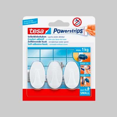 GANCIO OVALE &#39;POWERSTRIPS&#39; SMALL 3 ganci + 4 strisce