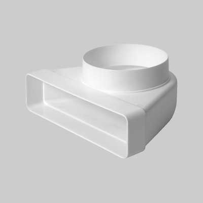 CURVA CON RIDUZIONE DA TUBO TONDO A RETTANGOLARE da  100 mm a mm 110x55